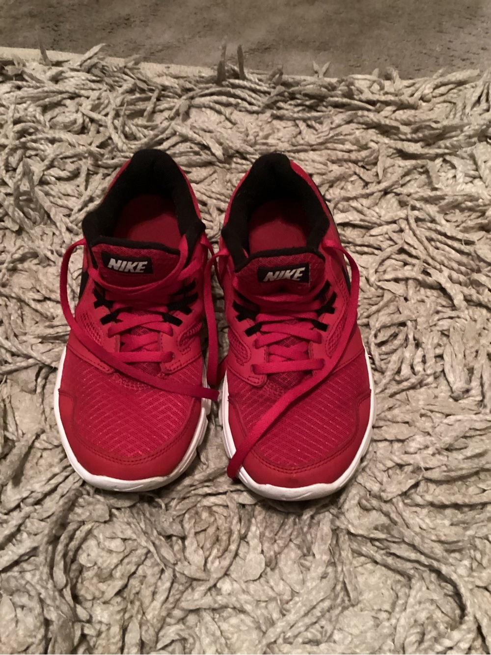 Nike Kids Red and Black Breathable Mesh Sneakers